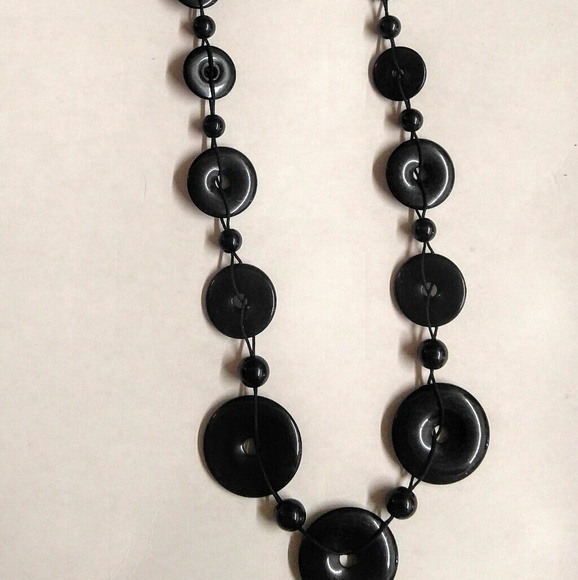 FUN BLACK RINGS Adjustable Vintage Necklace - Picture 2 of 3